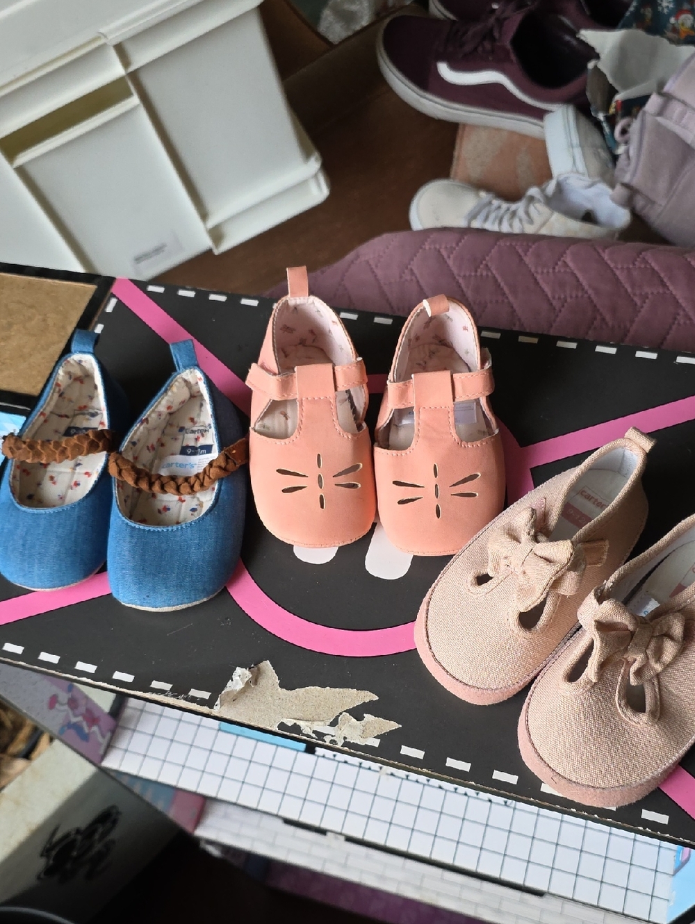 Carter's Peach T-Strap  for Baby Girls 3 Pair